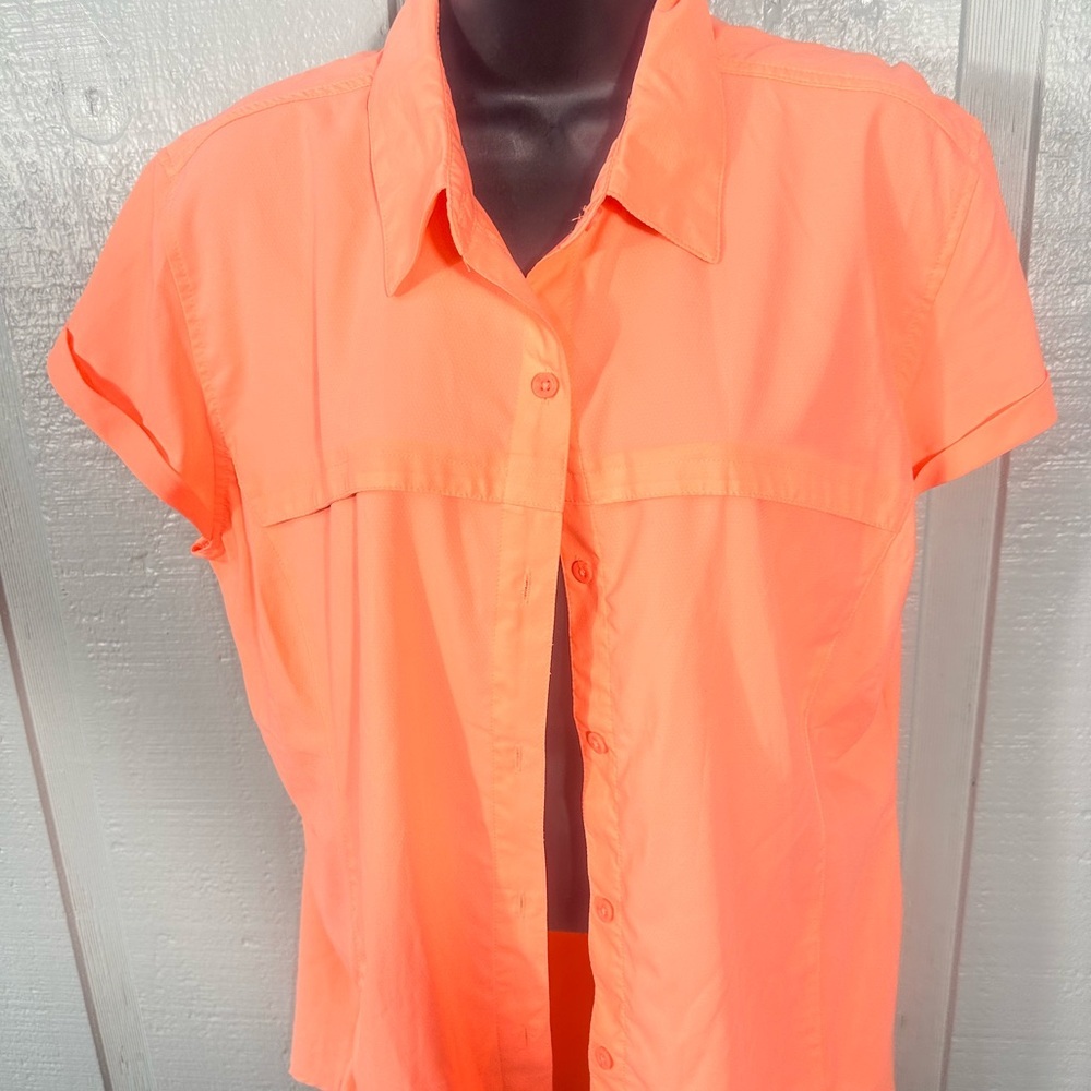 Magellan Orange Short Sleeve Button Down Womens Top Size XL EUC - Picture 3 of 8